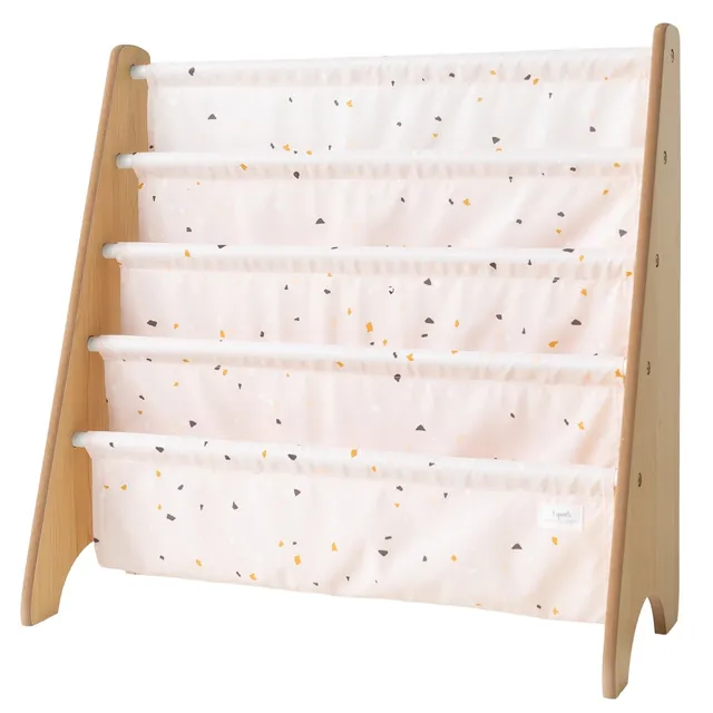 3-sprouts-porte-livres-enfant-terrazzo-rose-tissu-recycl image 1