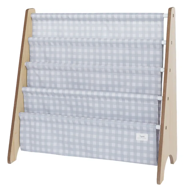 3-sprouts-biblioth-que-enfant-vichy-bleu-tissu-recycl image 1