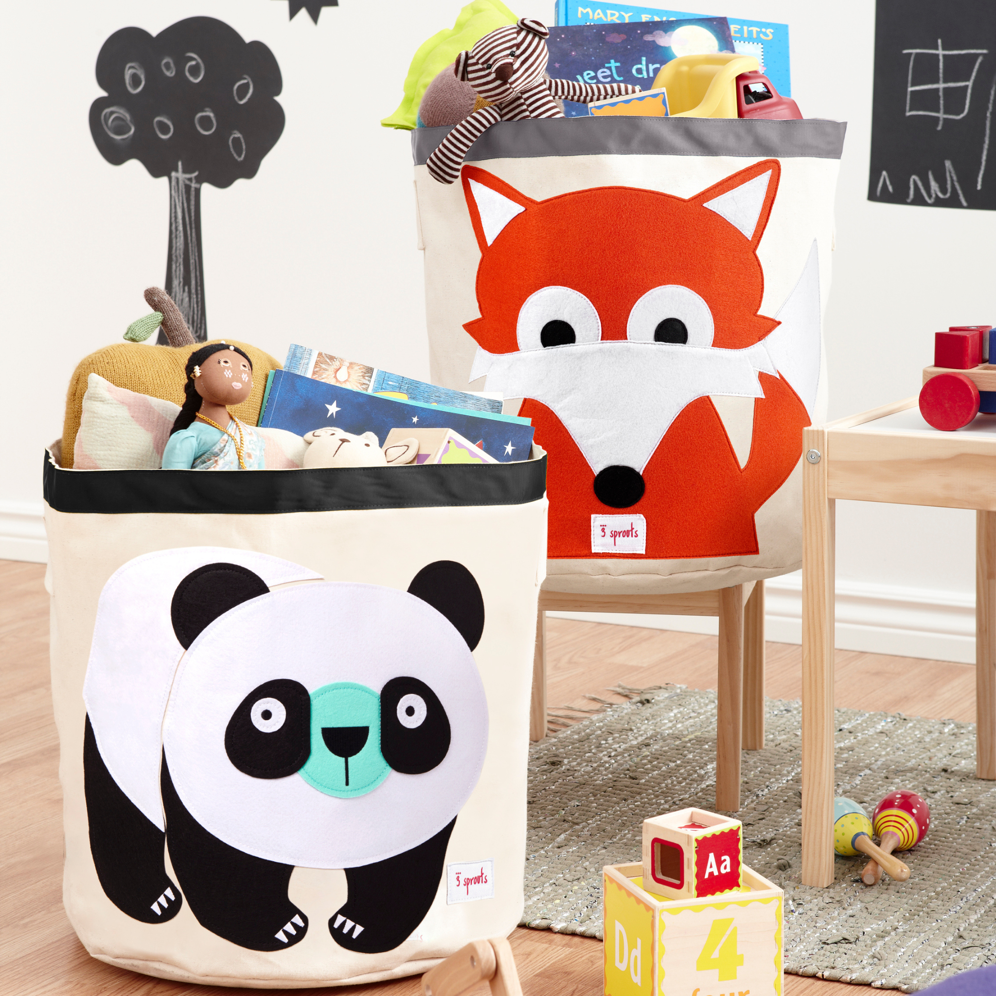 3-sprouts-bac-de-rangement-panda-panier-jouets-enfant image 2