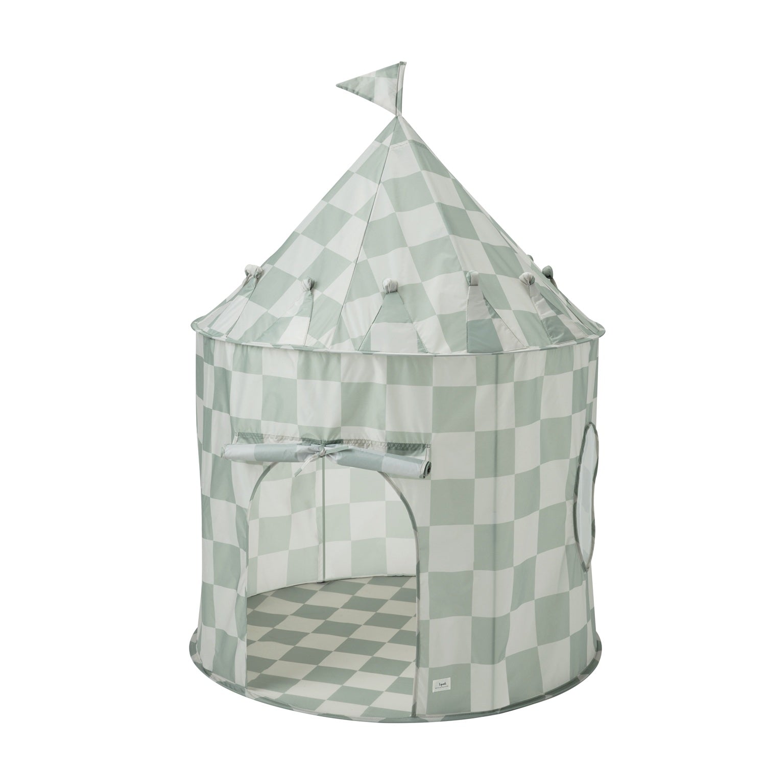 3-sprouts-tente-de-jeu-enfant-vert-damier-en-tissu-recycl image 1
