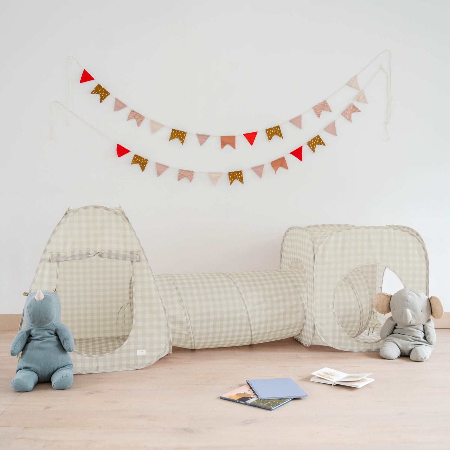 3-sprouts-tente-et-tunnel-de-jeu-3-en-1-beige-vichy-en-tissu-recycl image 6
