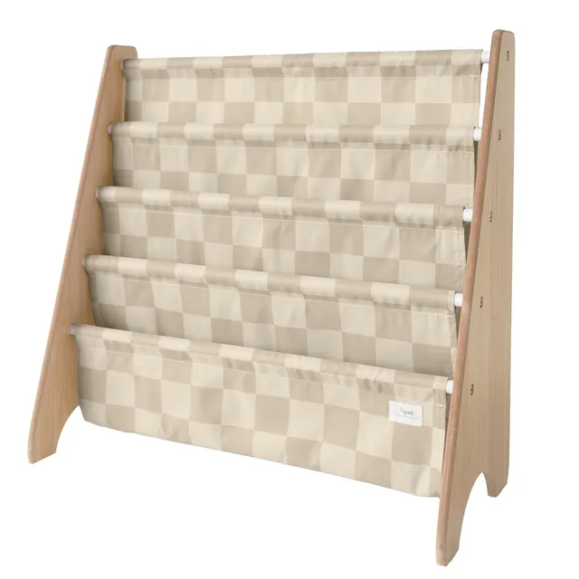 3-sprouts-biblioth-que-enfant-tissu-recycl-checkerboard-beige image 1