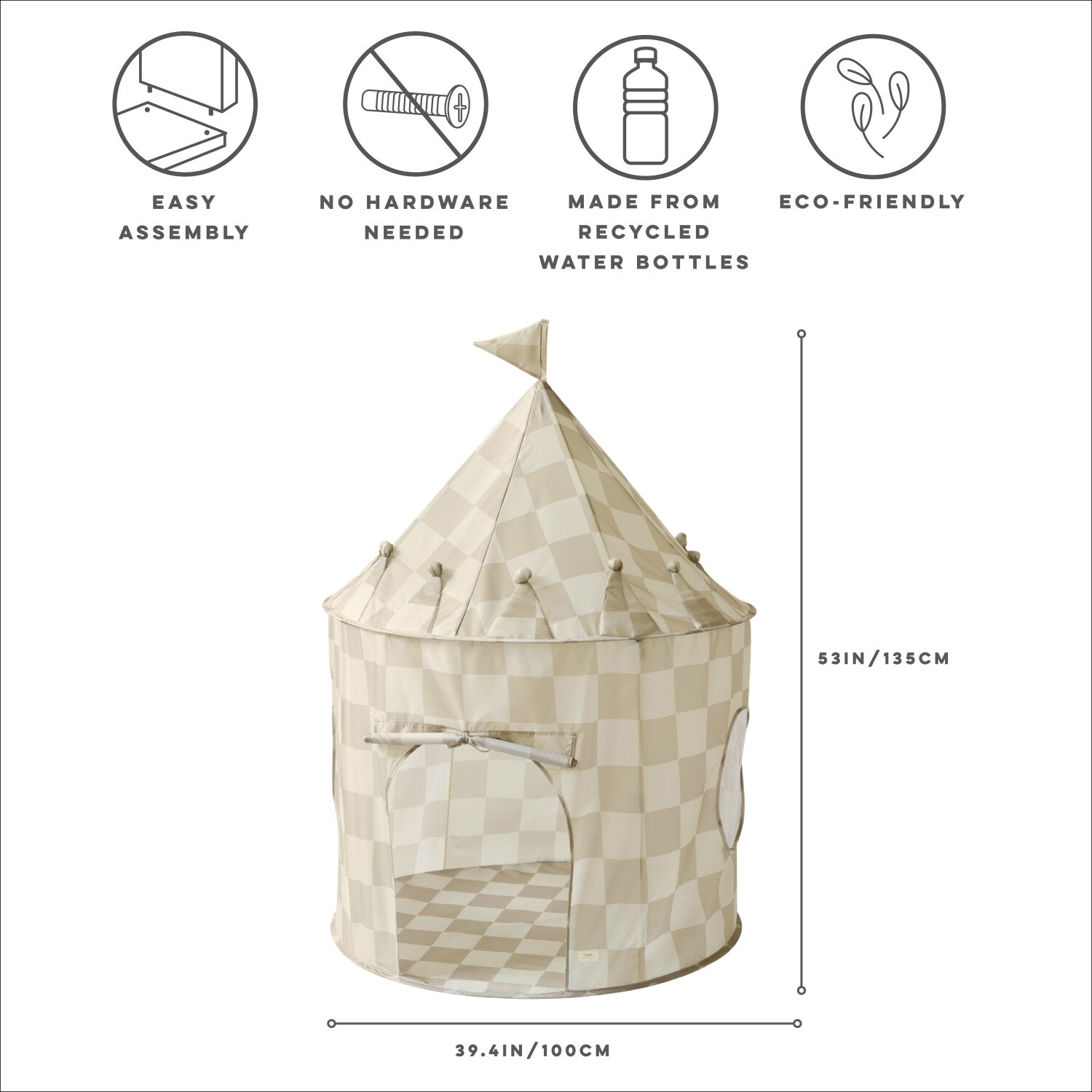 3-sprouts-damier-beige-tente-de-jeu-en-tissu-recycl image 5