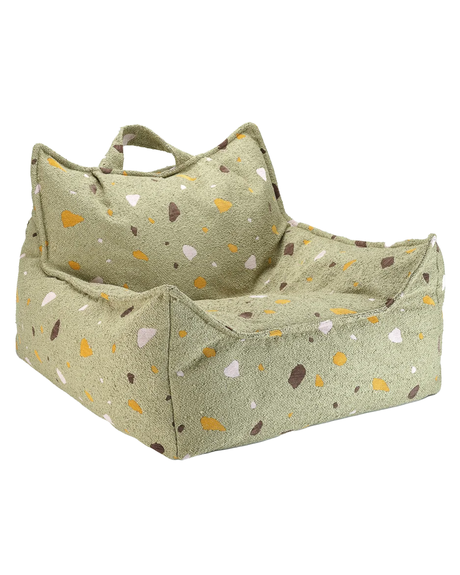 wigiwama-fauteuil-poire-pouf-enfant-terrazzo-moss image 1