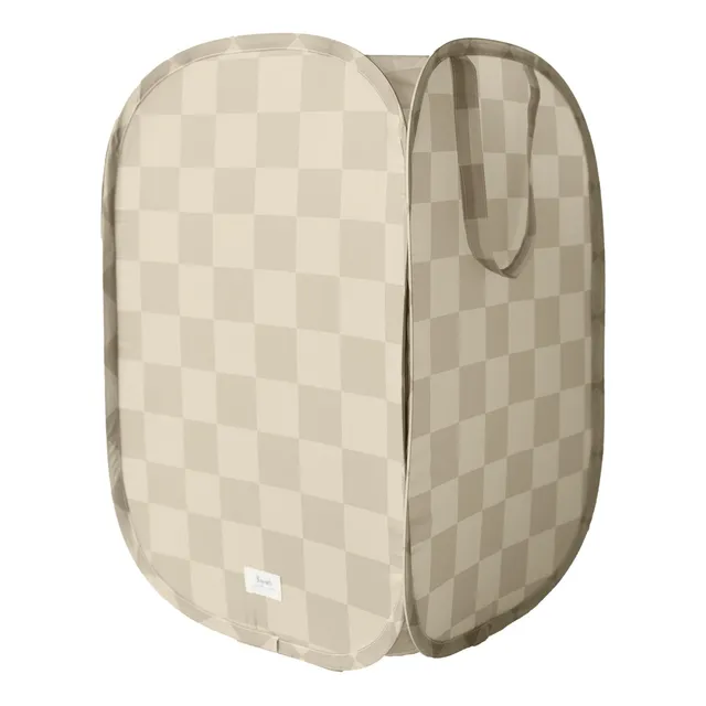 3-sprouts-panier-linge-pop-up-beige-damier-tissu-recycl image 1