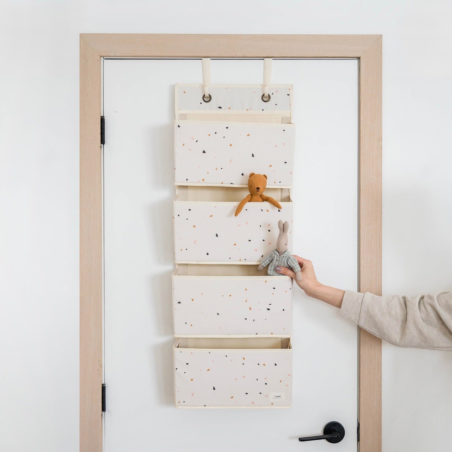 3-sprouts-organiseur-de-porte-tissu-recycl-terrazzo-cr-me-4-poches image 3