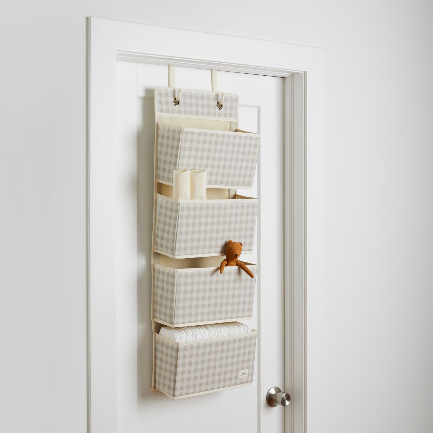 3-sprouts-organisateur-porte-vichy-beige-tissu-recycl-4-poches image 4