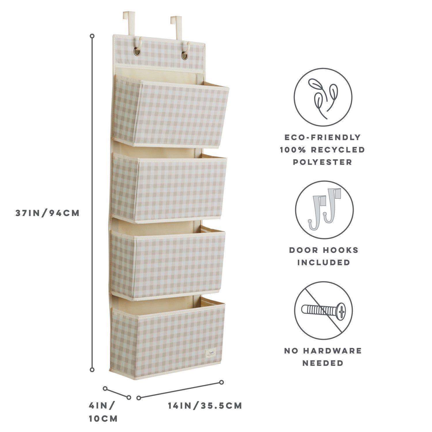 3-sprouts-organisateur-porte-vichy-beige-tissu-recycl-4-poches image 6
