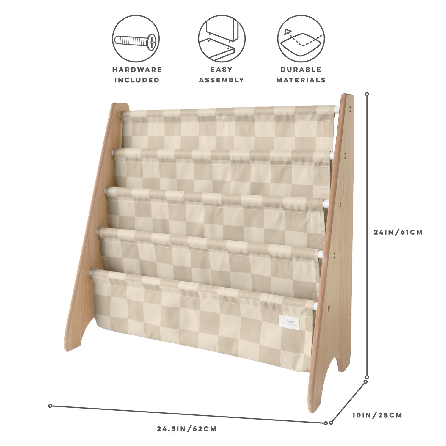 3-sprouts-biblioth-que-enfant-tissu-recycl-checkerboard-beige image 4