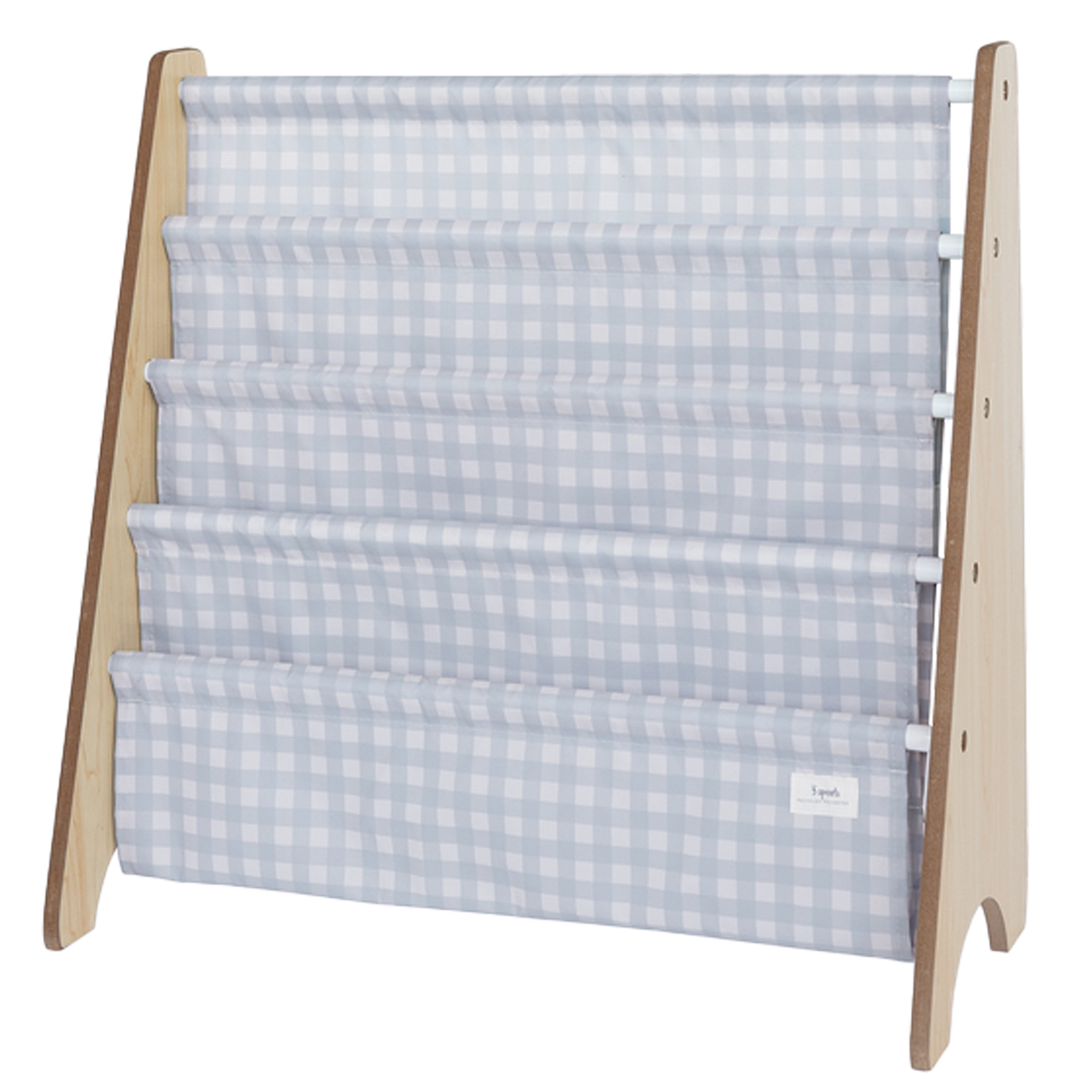 3-sprouts-biblioth-que-enfant-vichy-bleu-tissu-recycl image 1