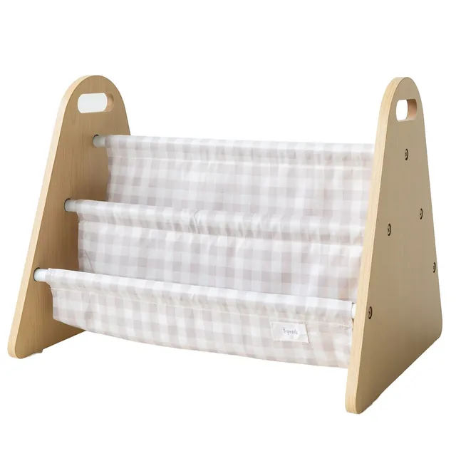 3-sprouts-biblioth-que-enfant-double-face-vichy-beige-portable image 1