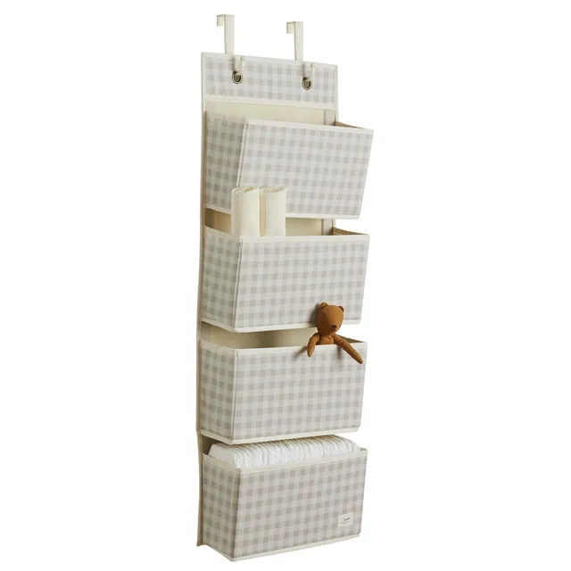 3-sprouts-organisateur-porte-vichy-beige-tissu-recycl-4-poches image 1