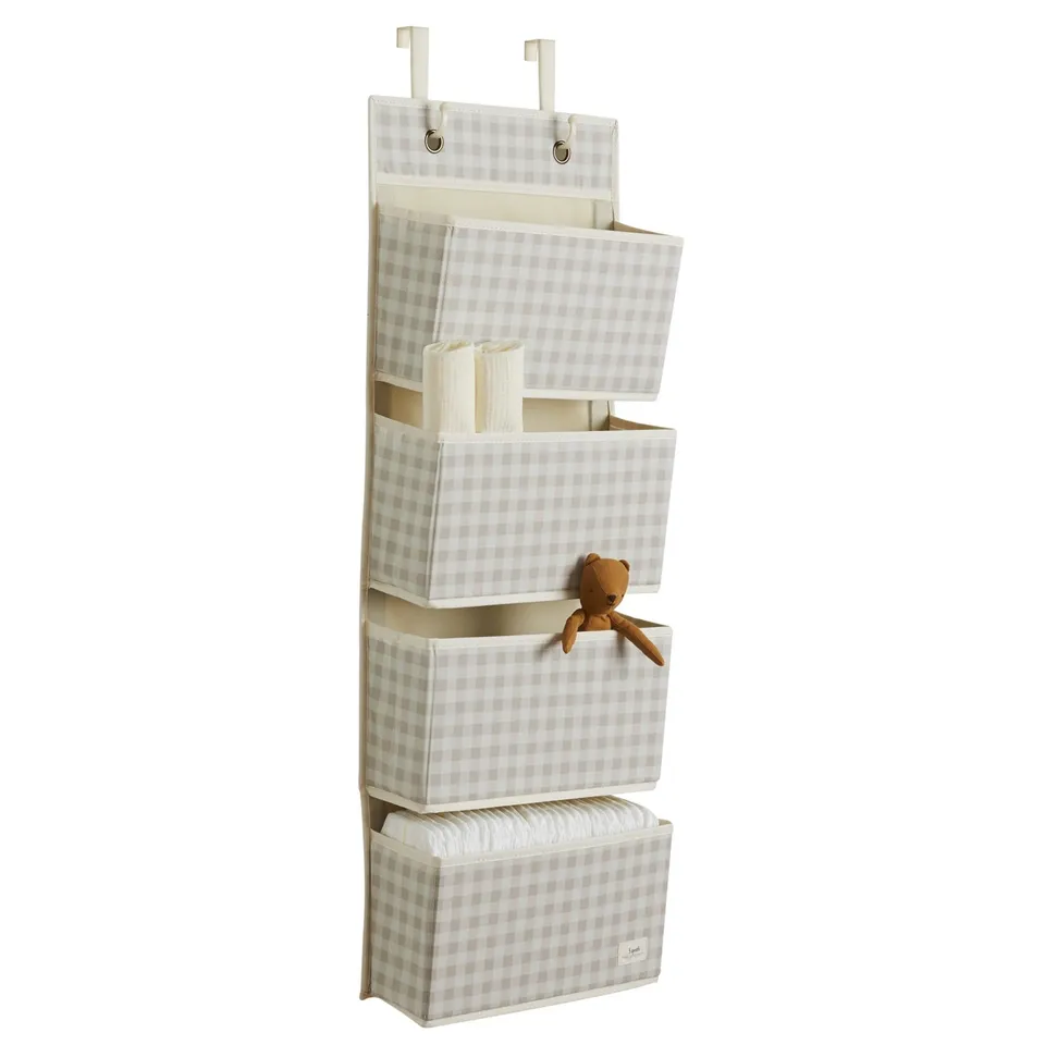 3-sprouts-organisateur-porte-vichy-beige-tissu-recycl-4-poches image 1