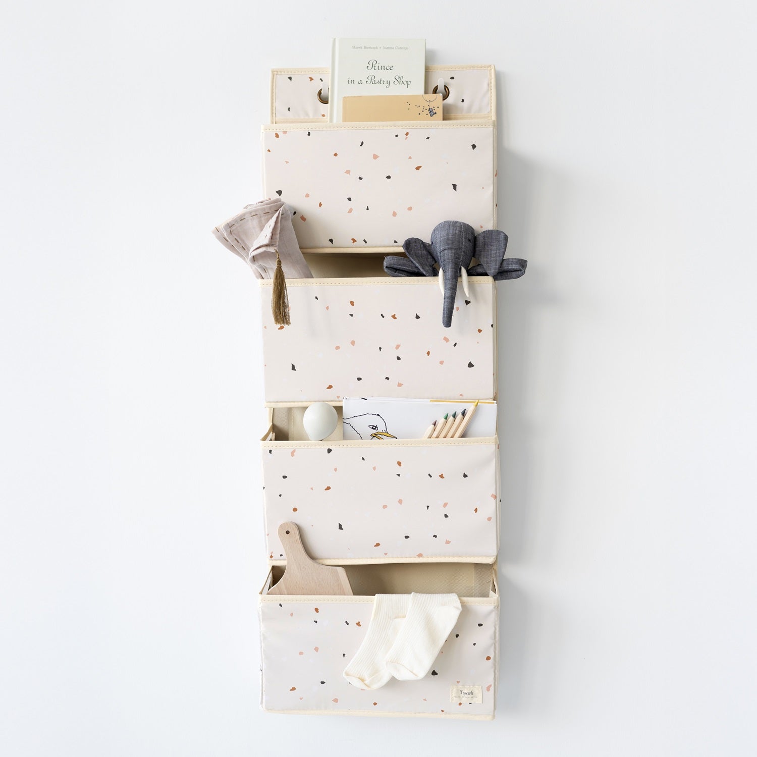 3-sprouts-organiseur-de-porte-tissu-recycl-terrazzo-cr-me-4-poches image 2