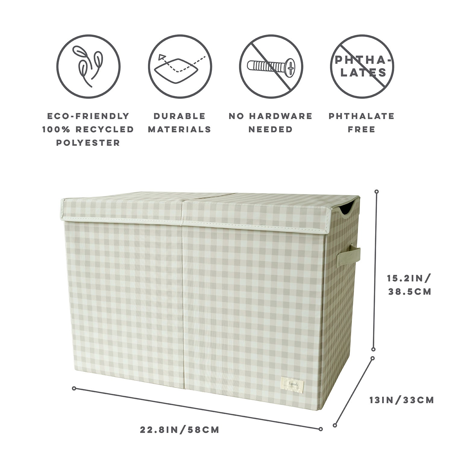 3-sprouts-coffre-de-rangement-pliable-beige-vichy-en-tissu-recycl image 5