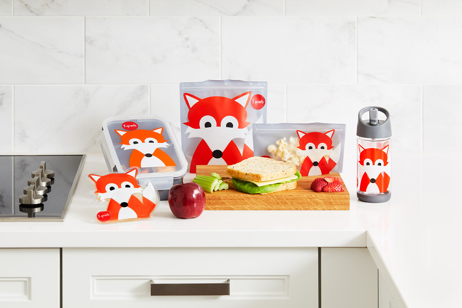 3-sprouts-sac-snack-renard-lot-de-2-sacs-r-utilisables image 2