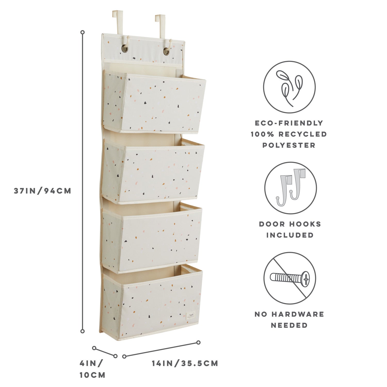 3-sprouts-organiseur-de-porte-tissu-recycl-terrazzo-cr-me-4-poches image 6