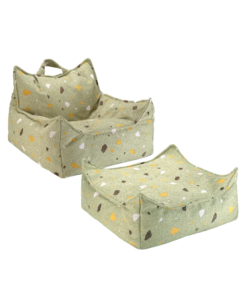 wigiwama-kit-fauteuil-poire-et-ottoman-terrazzo-moss image 1