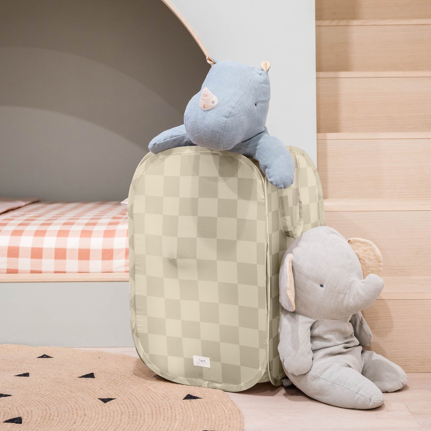 3-sprouts-panier-linge-pop-up-beige-damier-tissu-recycl image 5